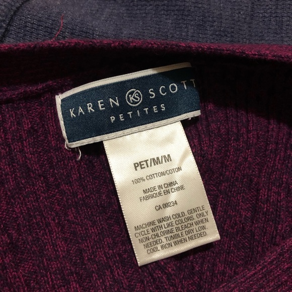 Karen Scott Petites Magenta Cable Knit Sweater - Picture 4 of 4